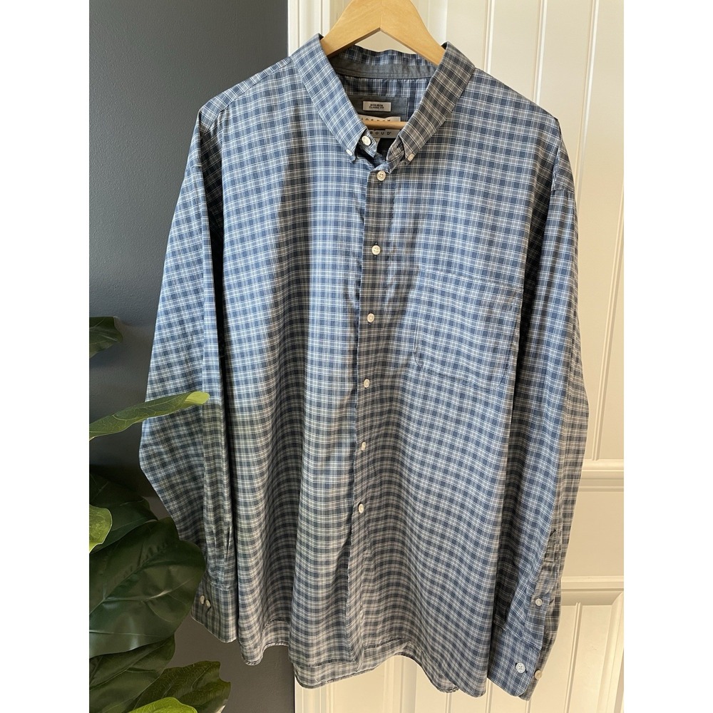 Joseph Abboud Men's XXL Classic fit Button-Up Shirt | Blue White Plaid | Cotton